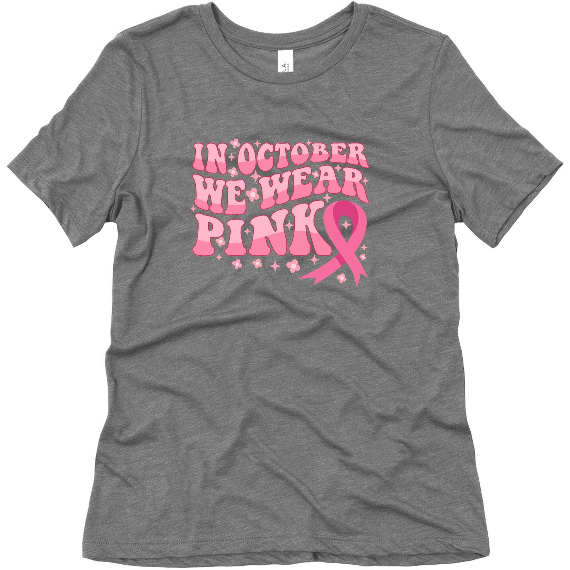 In October We Wear Pink Breast Cancer Awareness Womens Triblend Tee