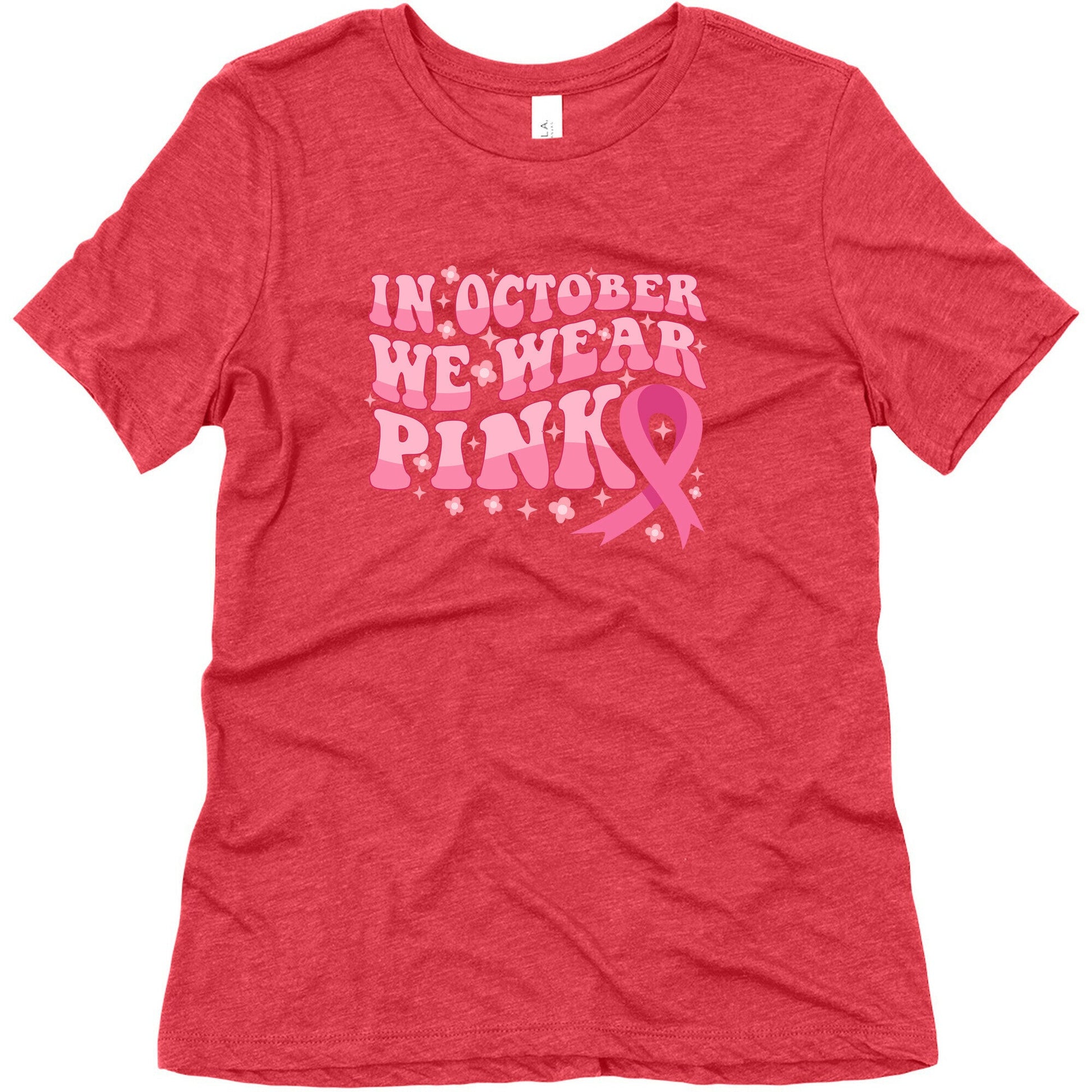 In October We Wear Pink Breast Cancer Awareness Womens Triblend Tee