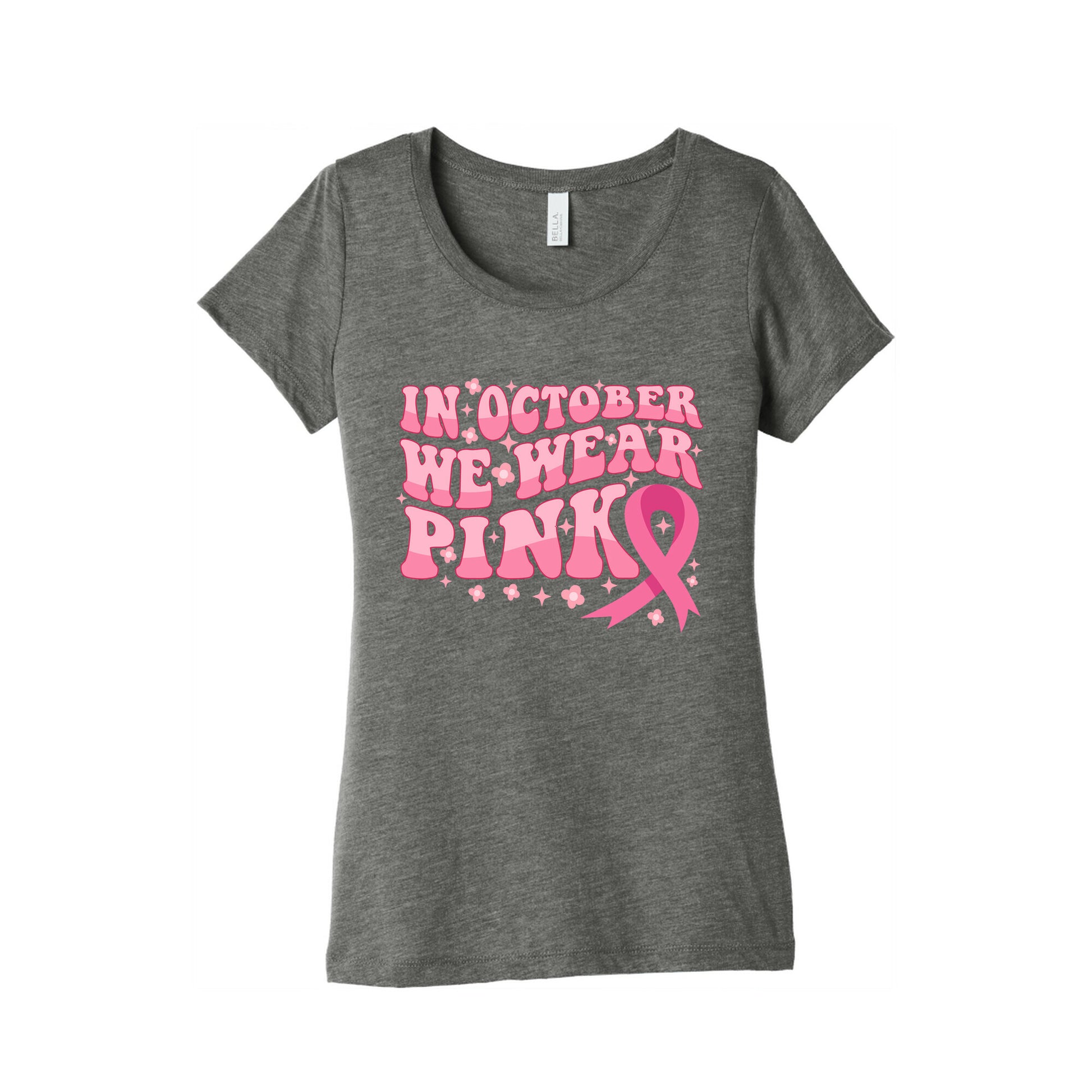 In October We Wear Pink Breast Cancer Awareness Womens Triblend Tee