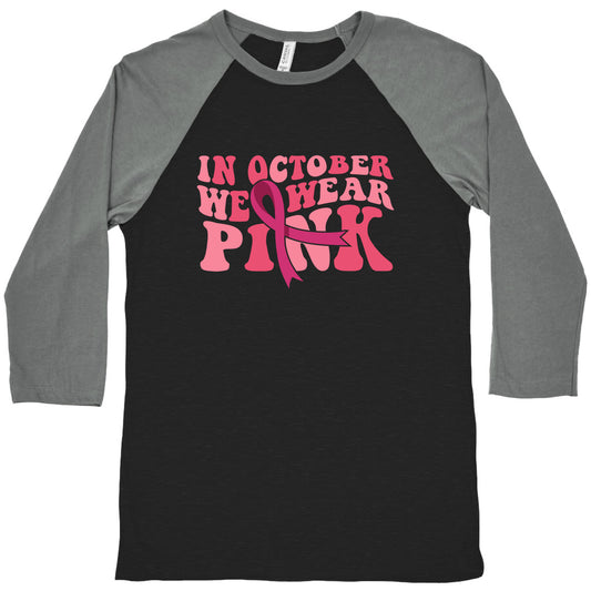 Pink Ribbon Breast Cancer Awareness Baseball Tee
