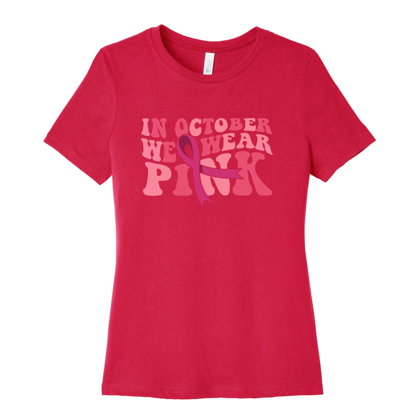 Pink Ribbon Breast Cancer Awareness Womens Cotton Tee