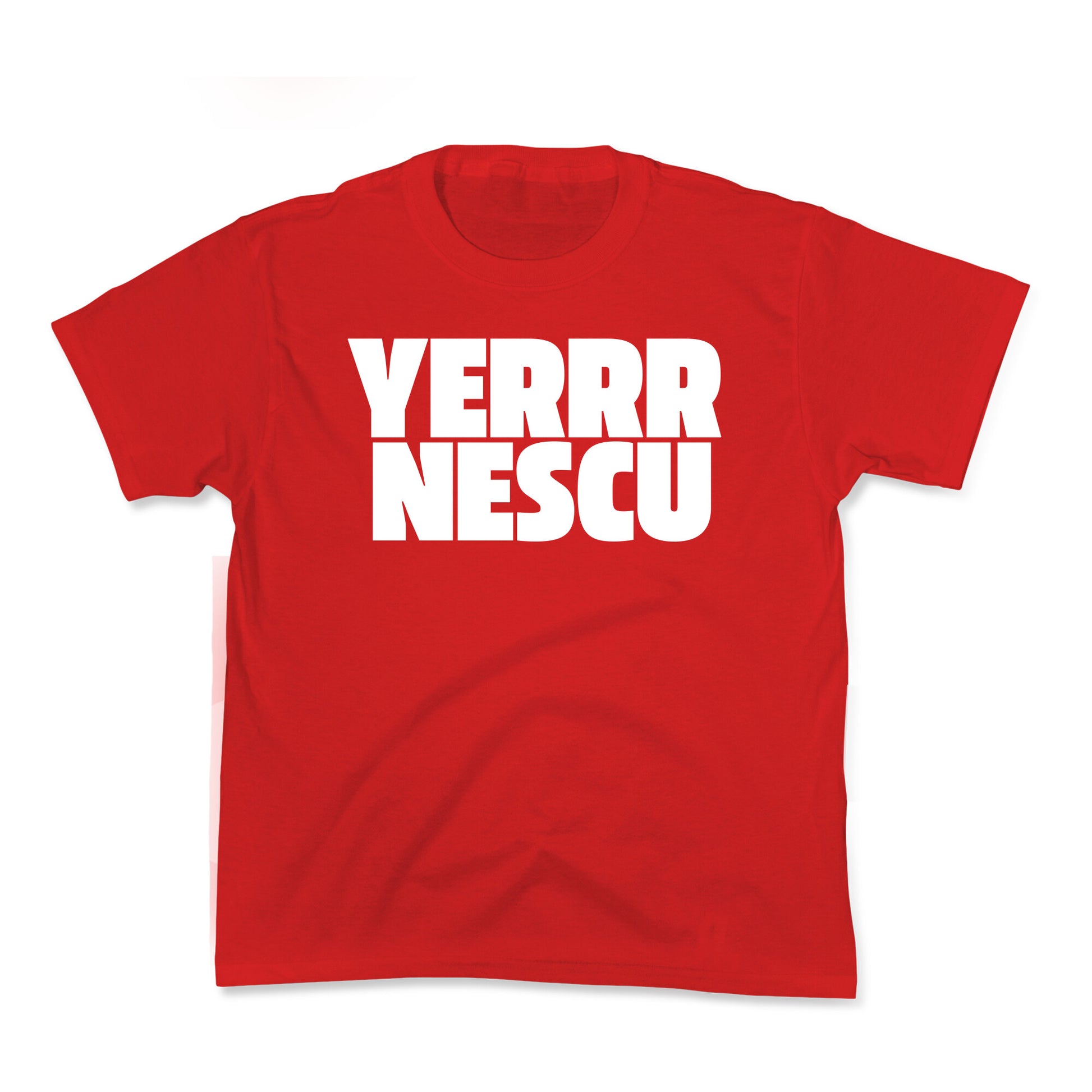 Yerrr Nescu White Text Kids Tee