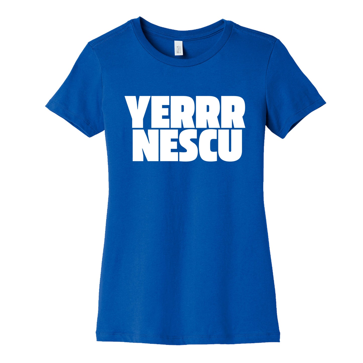 Yerrr Nescu White Text Womens Cotton Tee
