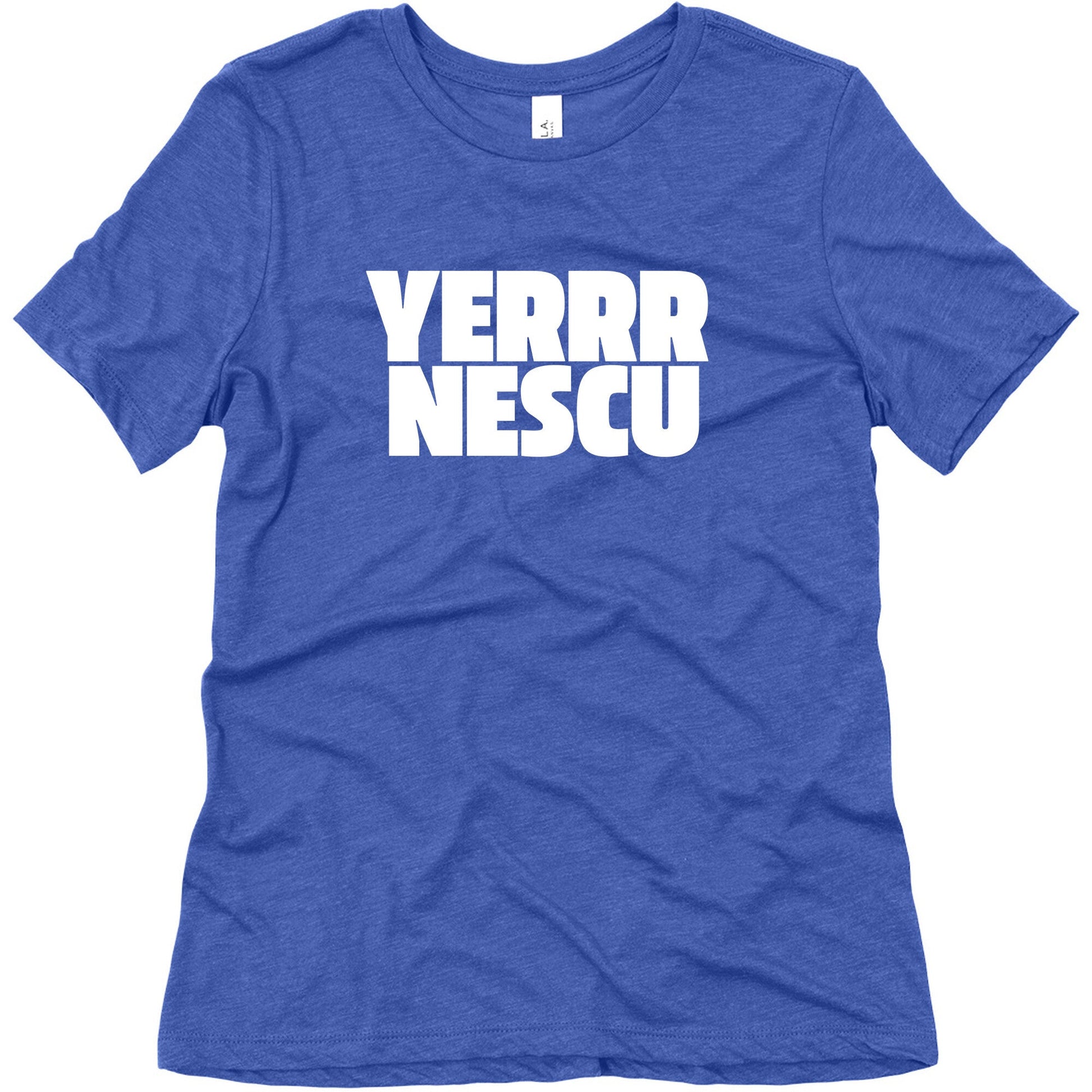 Yerrr Nescu White Text Womens Triblend Tee