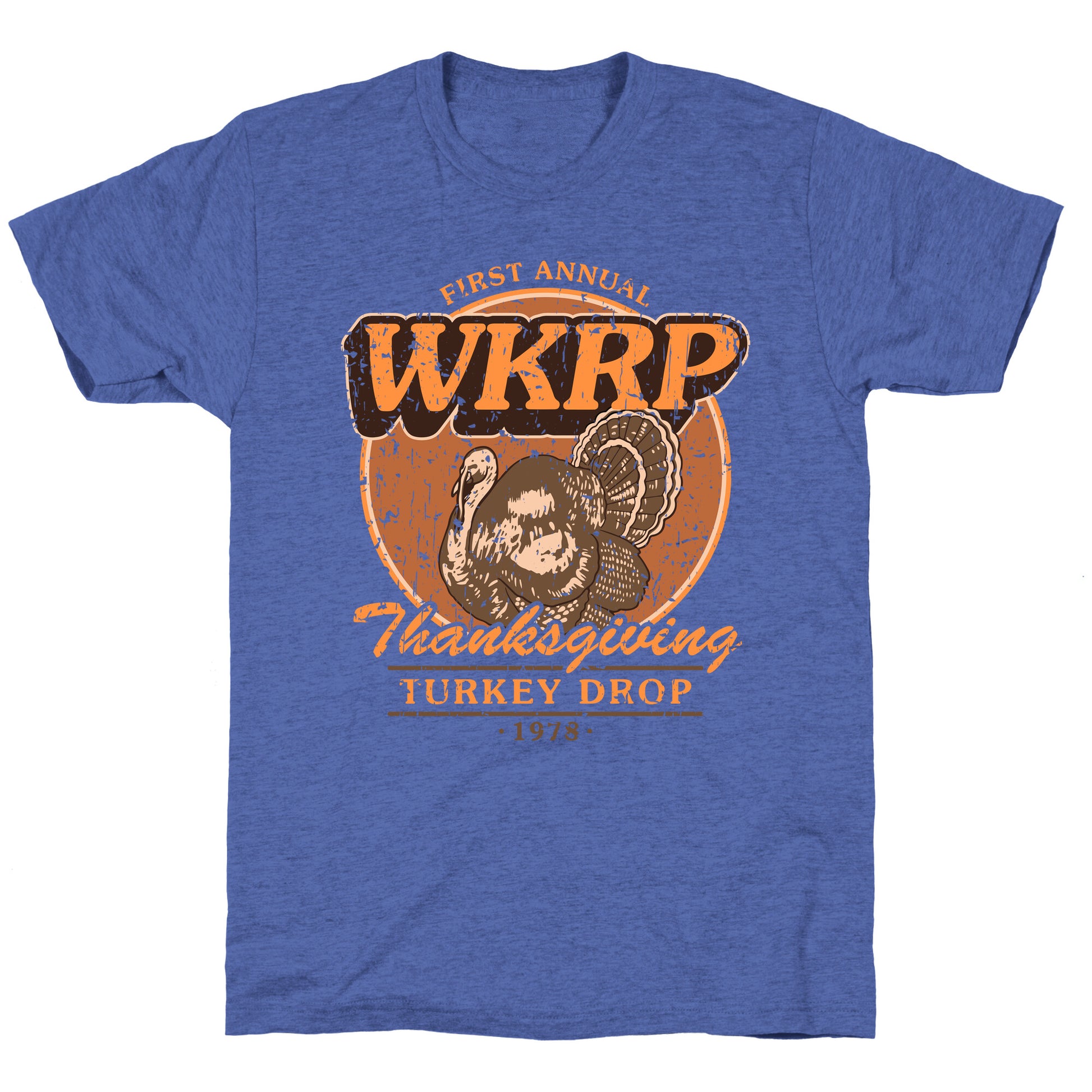WKRP Turkey Drop Unisex Triblend Tee