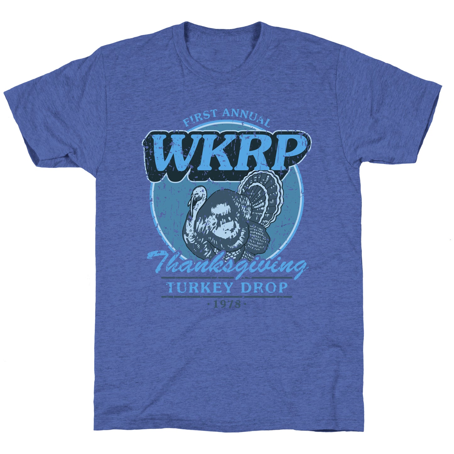 WKRP Turkey Drop Unisex Triblend Tee