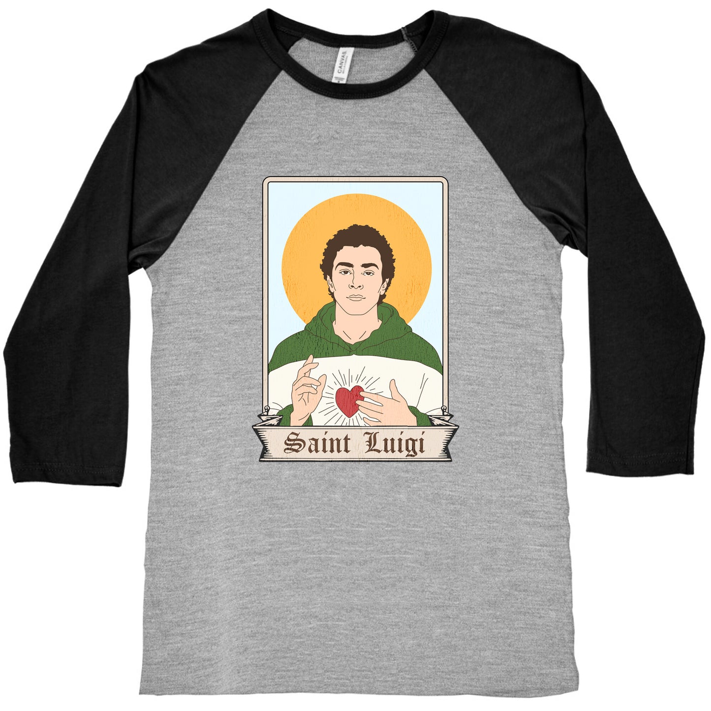 Saint Luigi Mangione Cartoon Baseball Tee