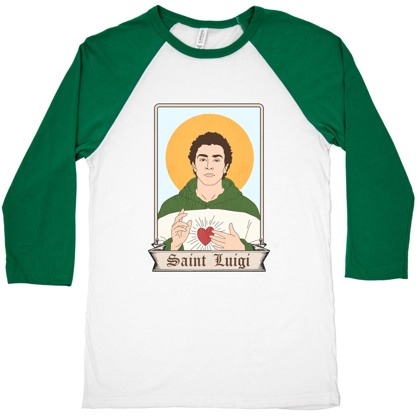 Saint Luigi Mangione Cartoon Baseball Tee