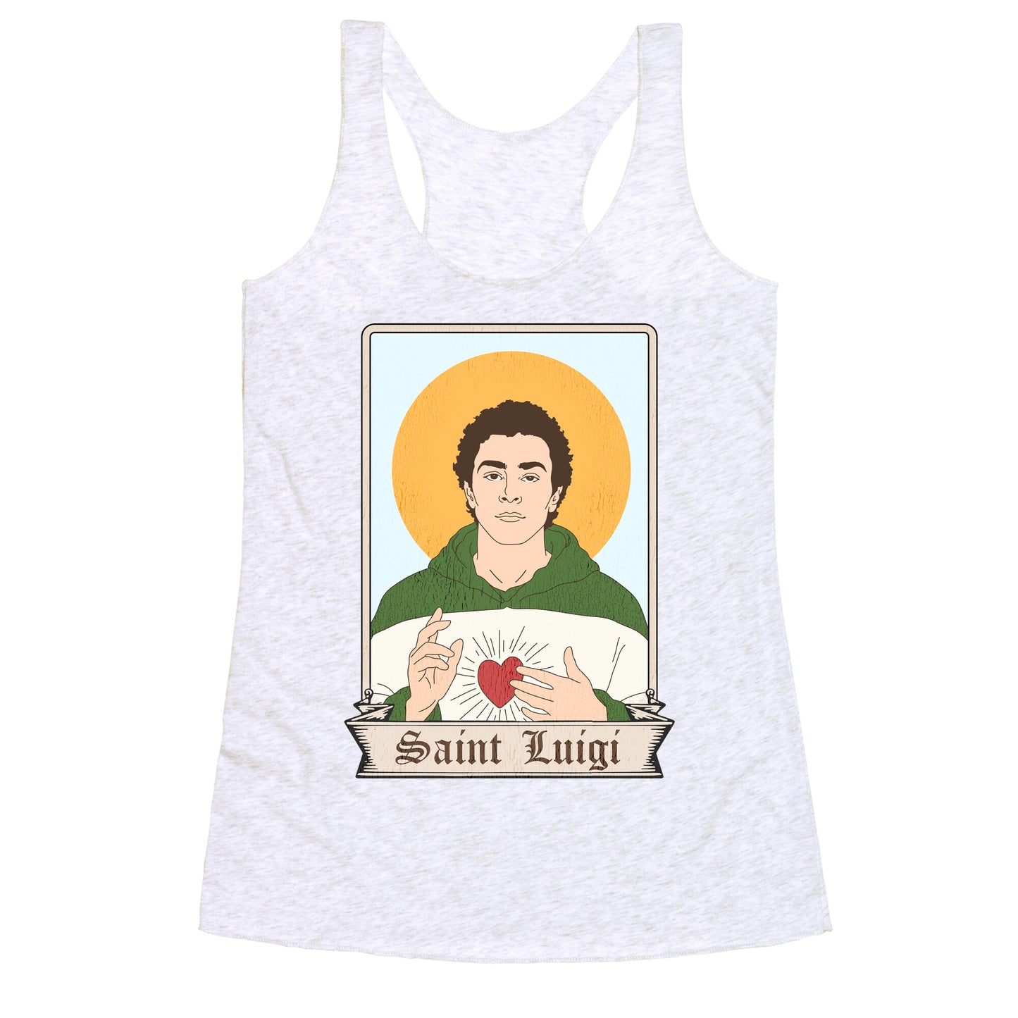 Saint Luigi Mangione Cartoon Racerback Tank