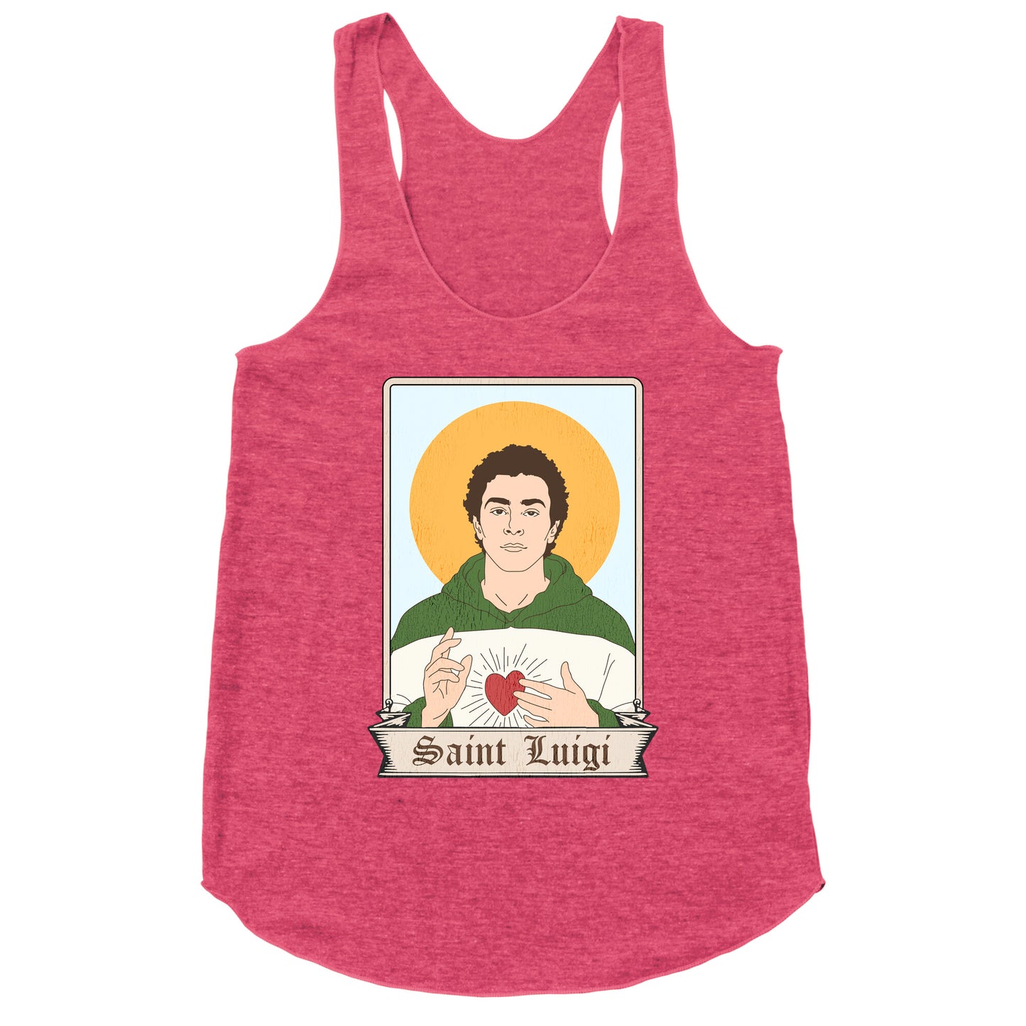 Saint Luigi Mangione Cartoon Racerback Tank