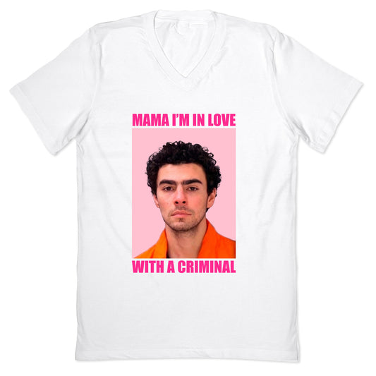 Luigi Mangione Mama Im In Love With A Criminal Valentines Day V-Neck