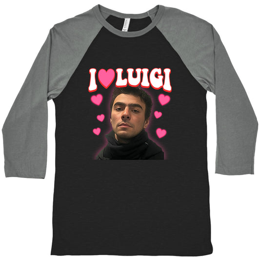 I Love Luigi Mangione Baseball Tee