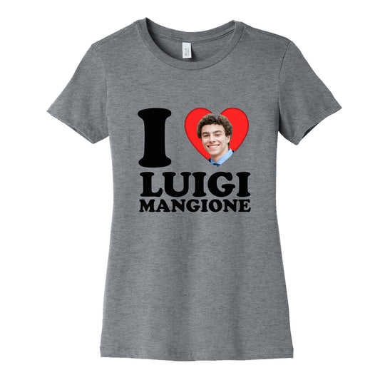 I Heart Luigi Mangione Womens Cotton Tee