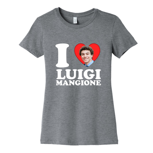 I Heart Luigi Mangione Womens Cotton Tee