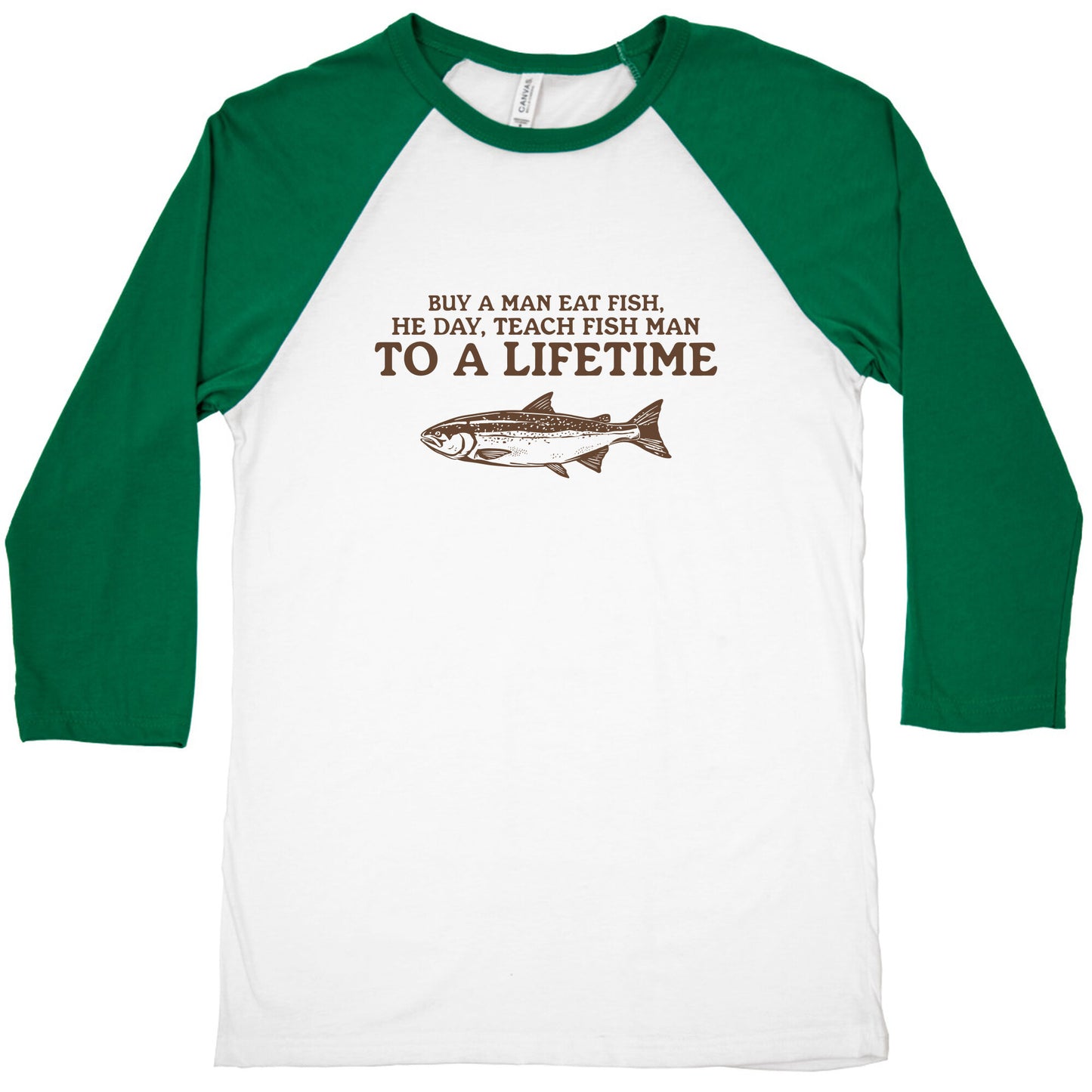 Buy A Man Eat Fish Baseball Tee