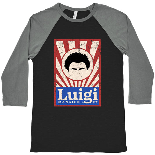 Luigi Mangione Campaign Poster Baseball Tee