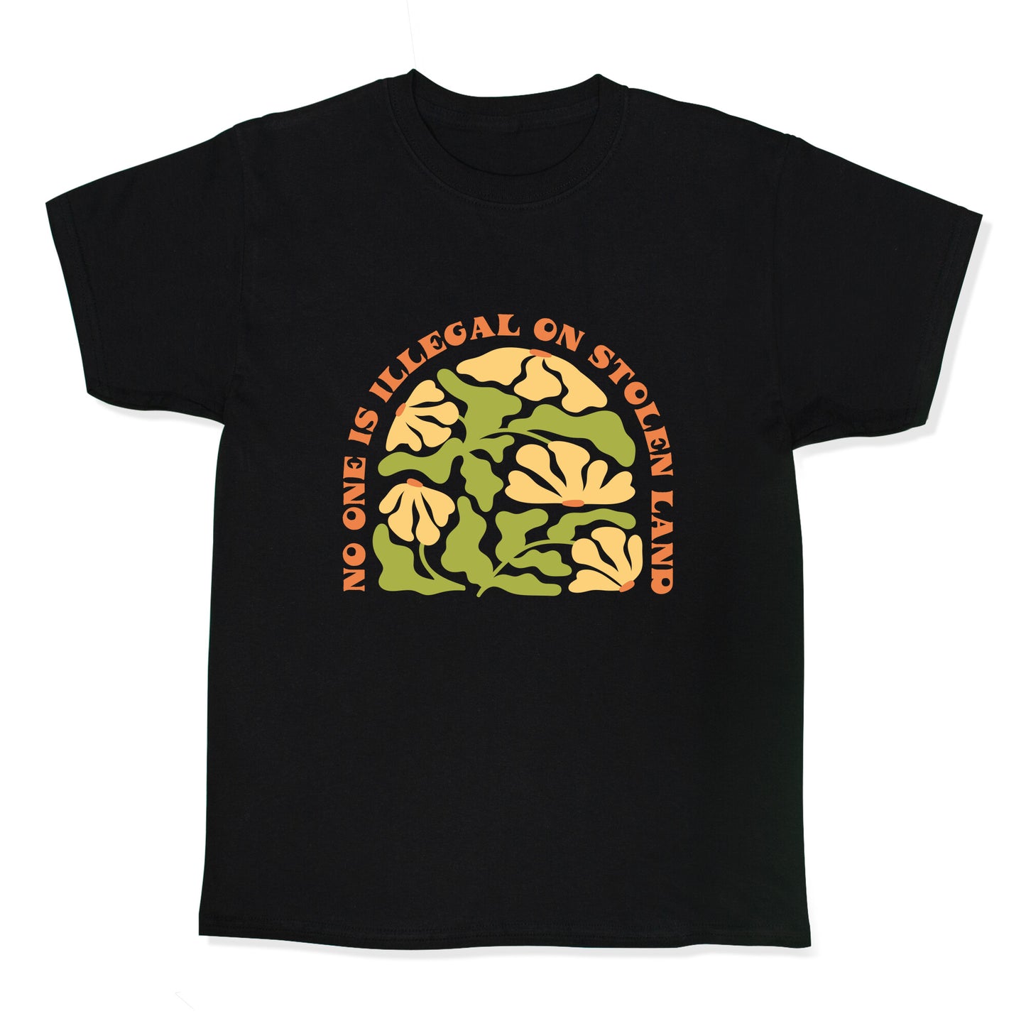 No One Is Illegal On Stolen Land Floral Kids Tee