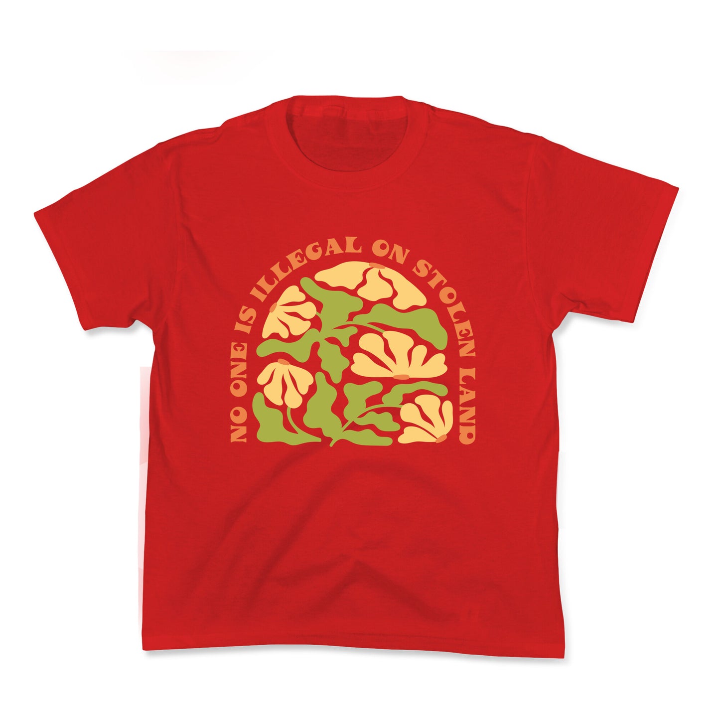 No One Is Illegal On Stolen Land Floral Kids Tee