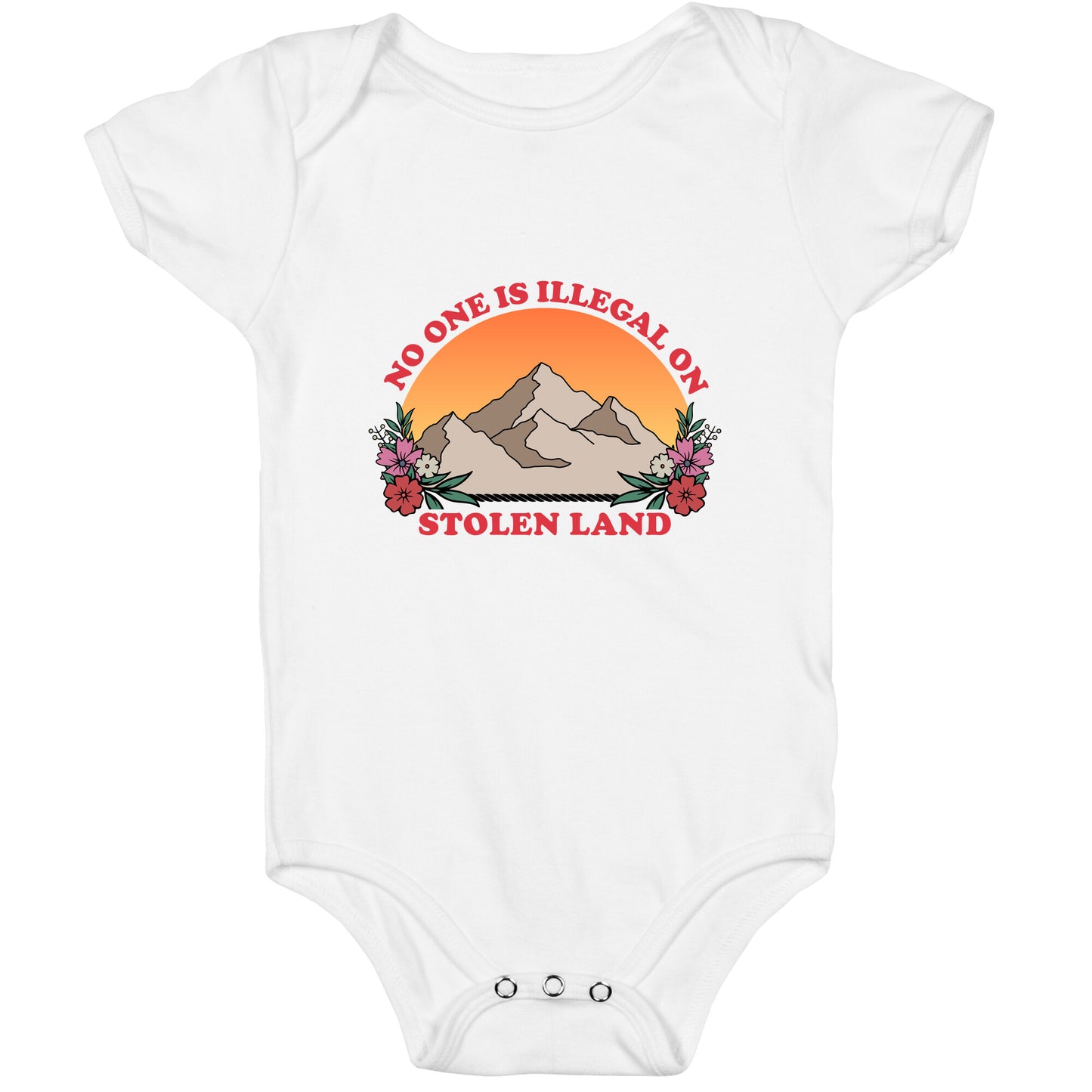 No One Is Illegal On Stolen Land Mountain Baby One-Piece