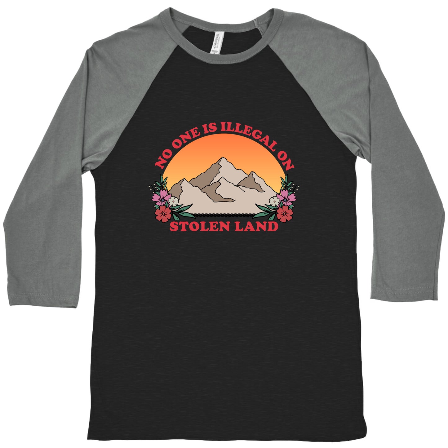 No One Is Illegal On Stolen Land Mountain Baseball Tee