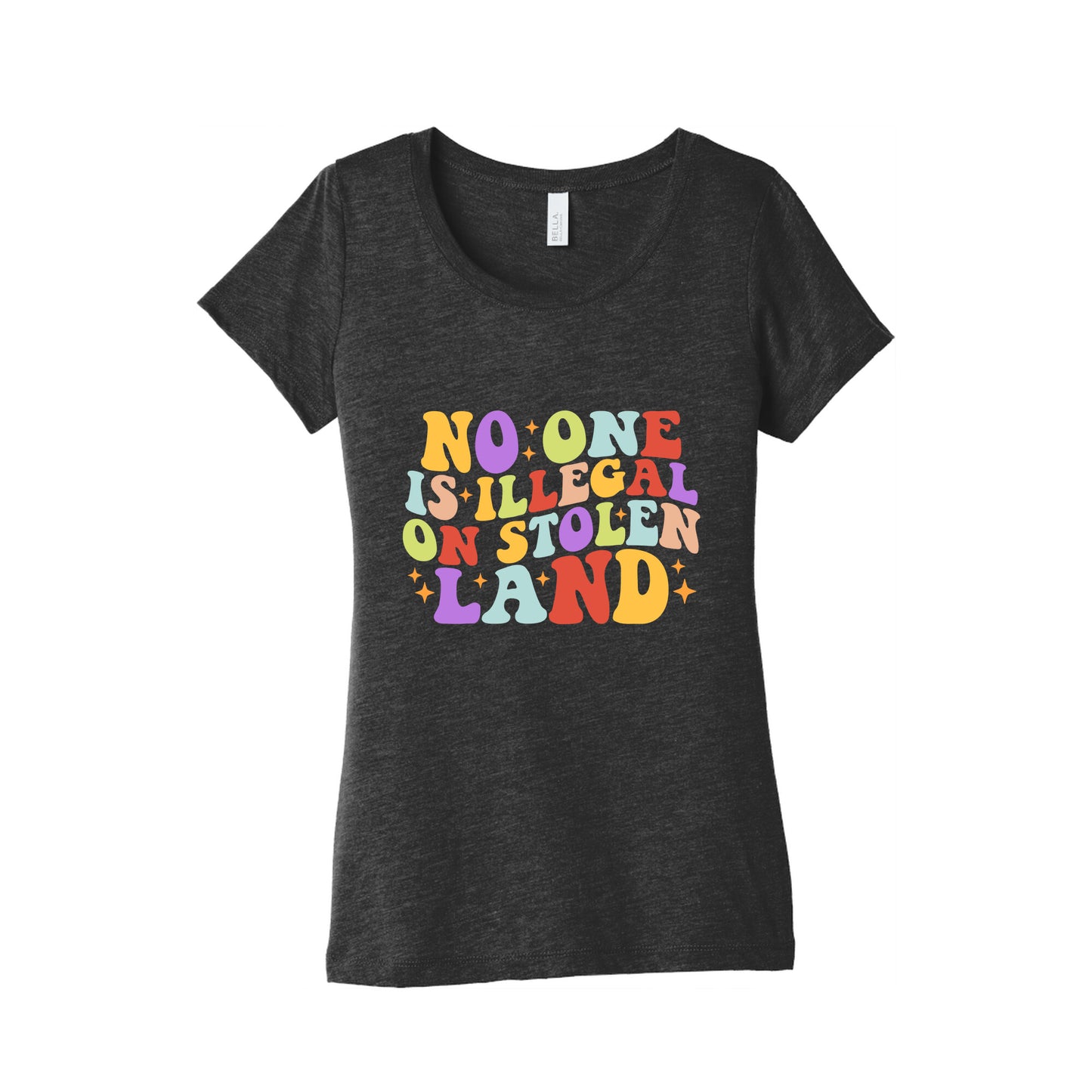 No One Is Illegal On Stolen Land Retro Womens Triblend Tee