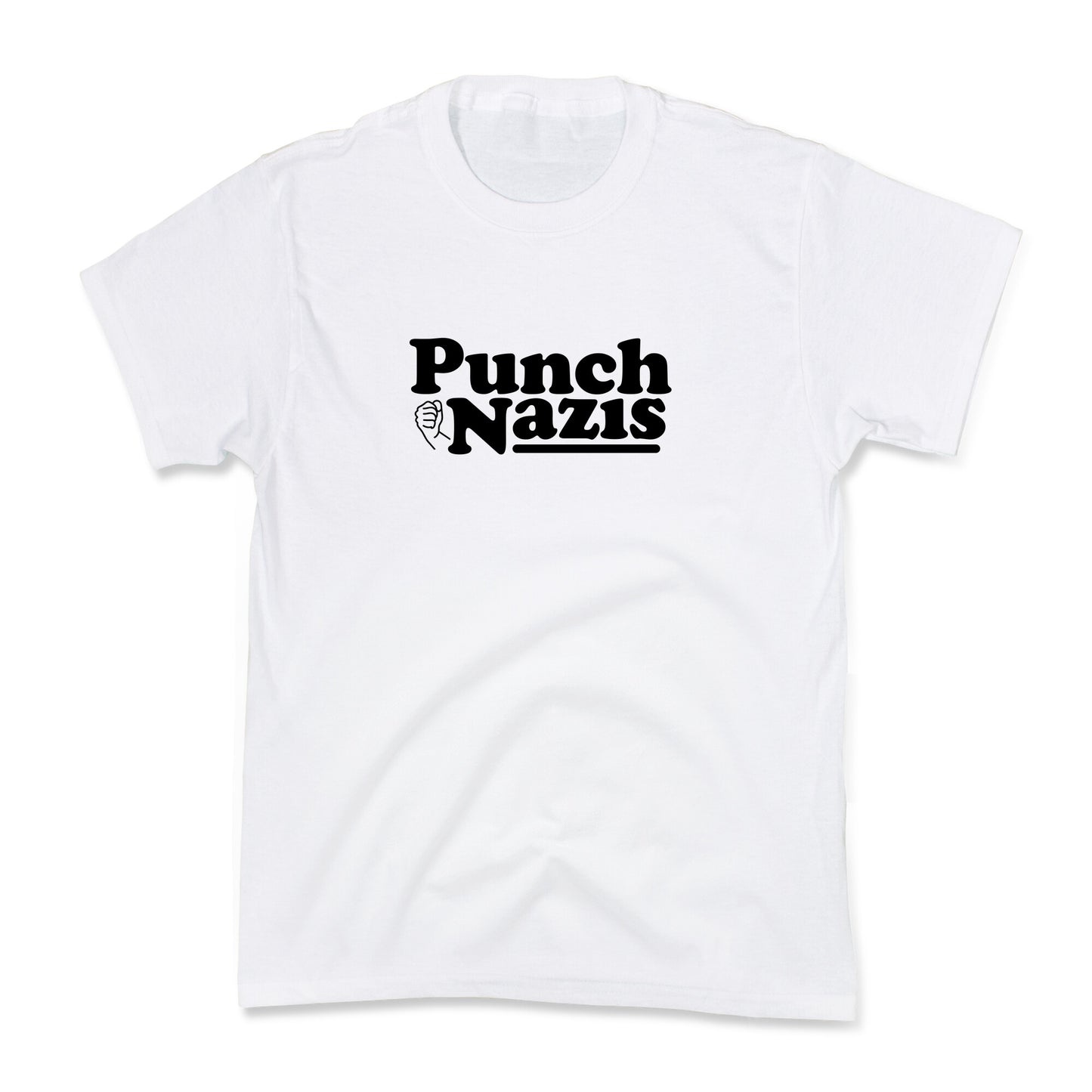 Punch Nazis Black Text Kids Tee