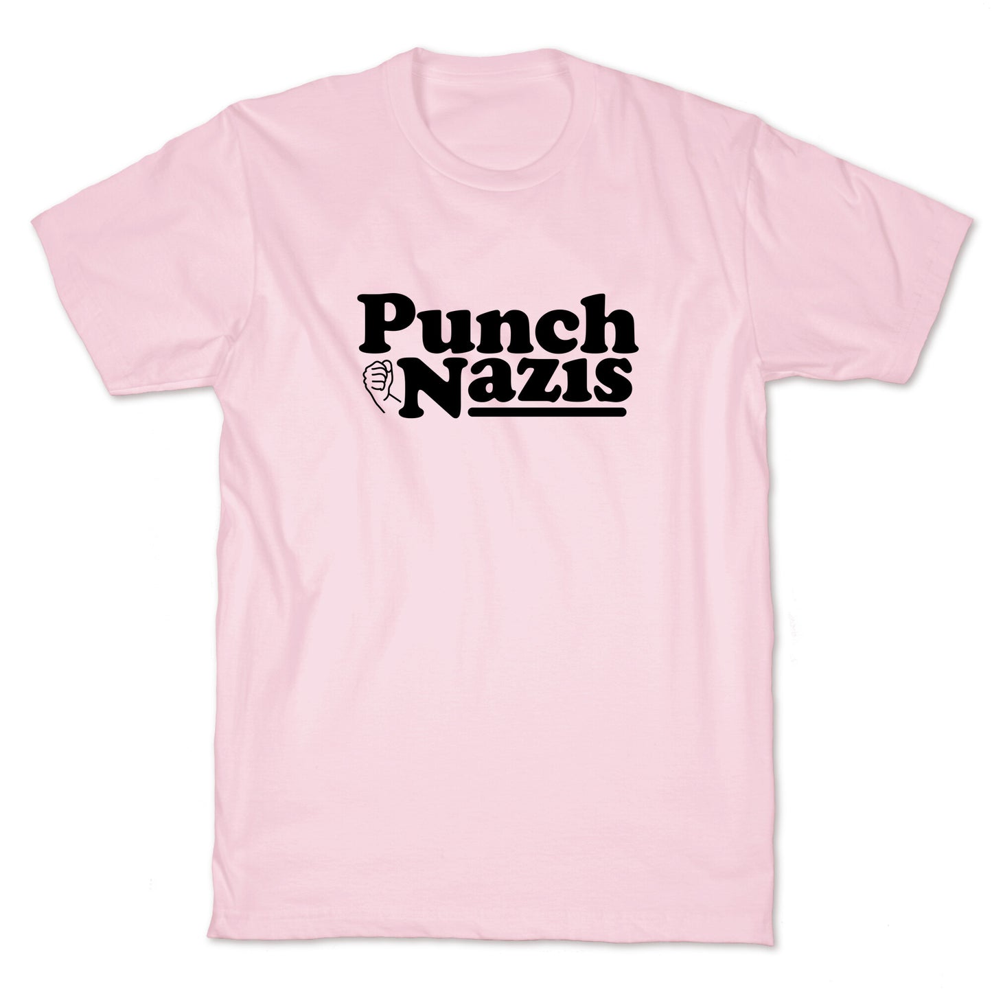Punch Nazis Black Text T-Shirt