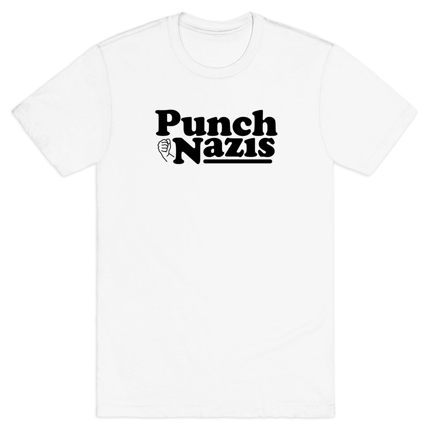 Punch Nazis Black Text T-Shirt