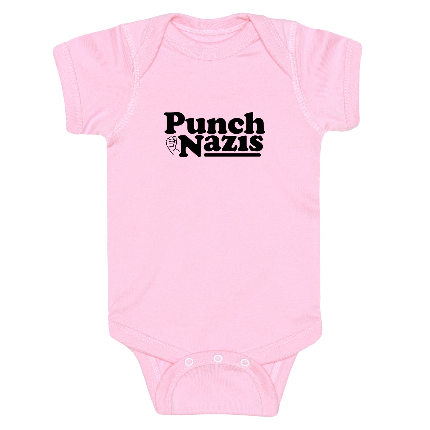 Punch Nazis Black Text Baby One-Piece