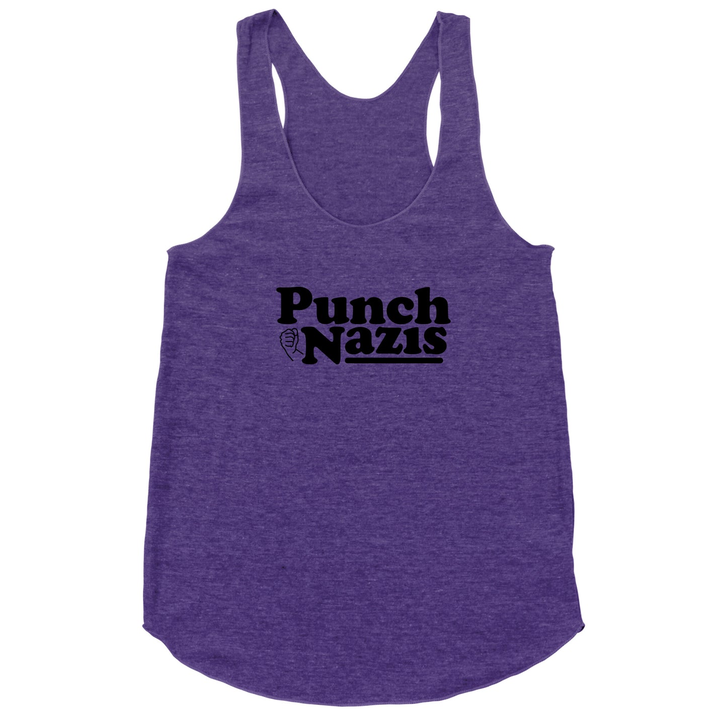 Punch Nazis Black Text Racerback Tank
