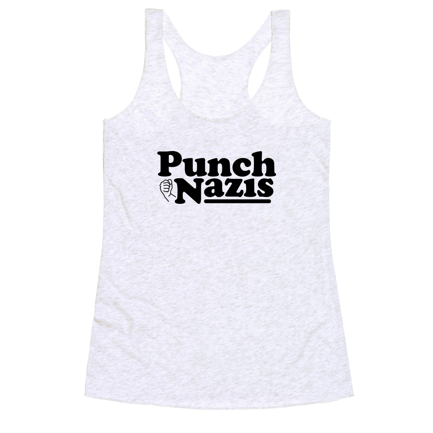 Punch Nazis Black Text Racerback Tank
