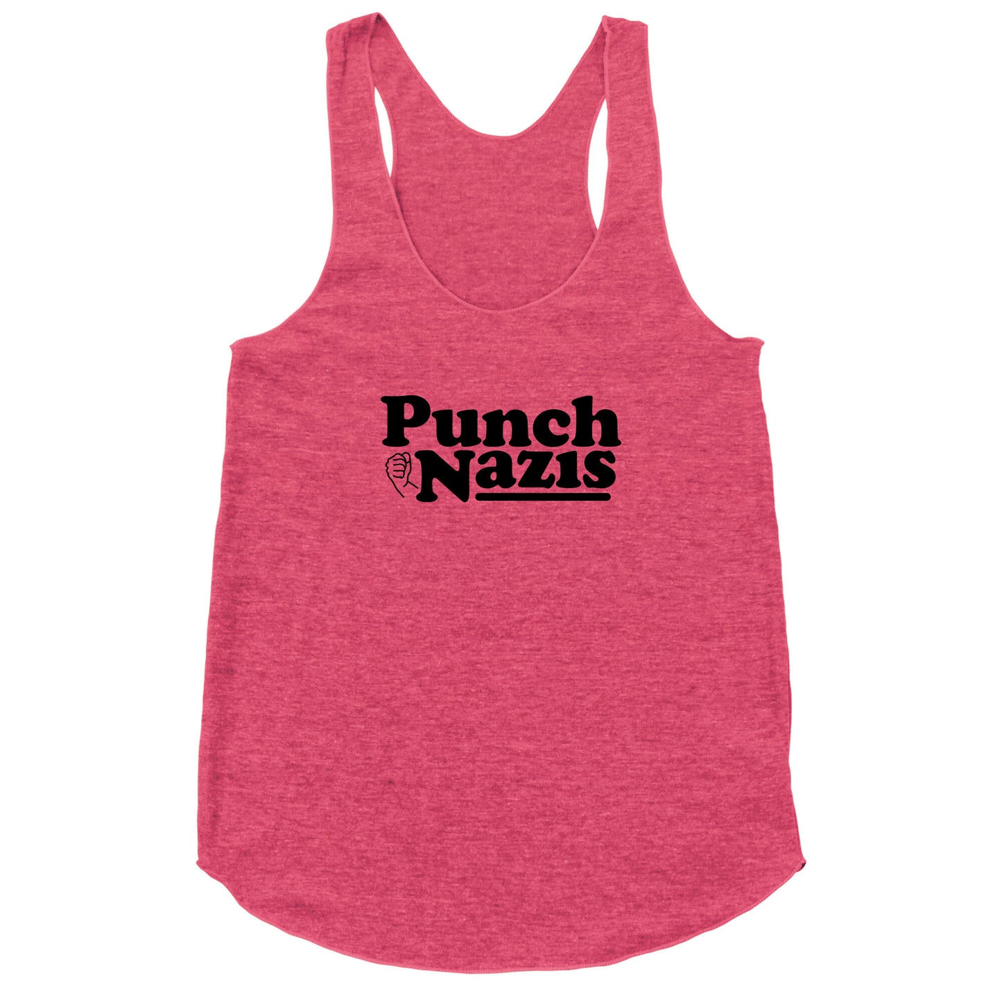Punch Nazis Black Text Racerback Tank