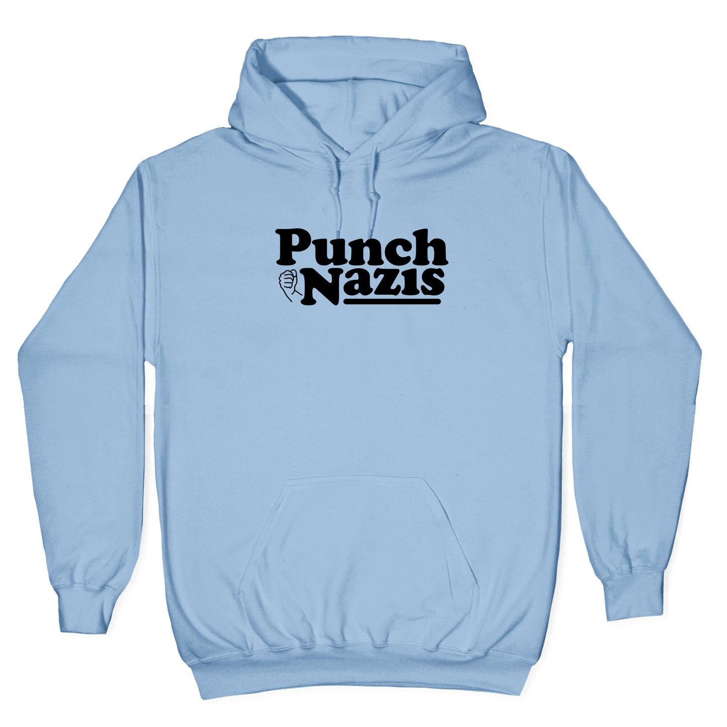 Punch Nazis Black Text Hoodie