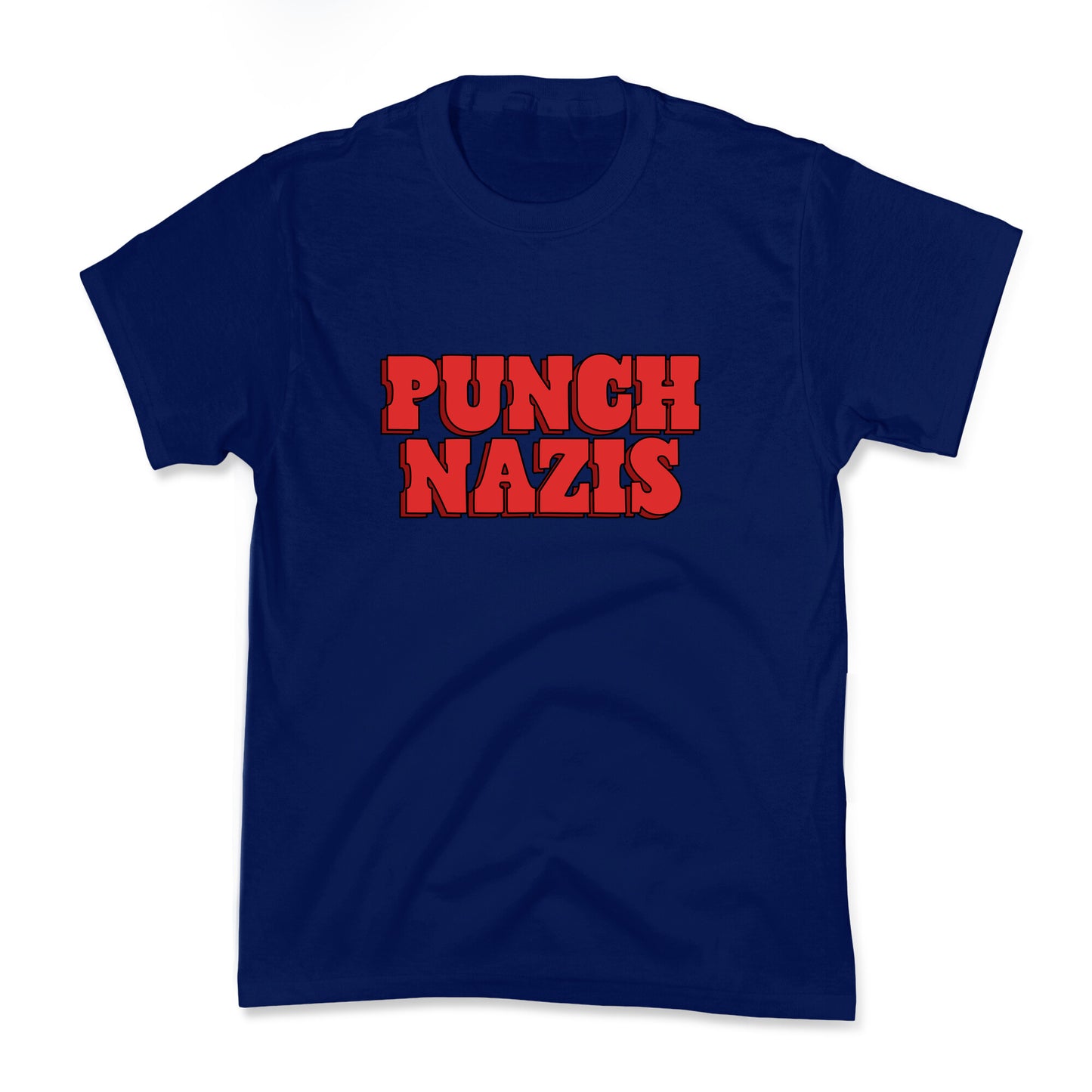 Punch Nazis Red Text Kids Tee