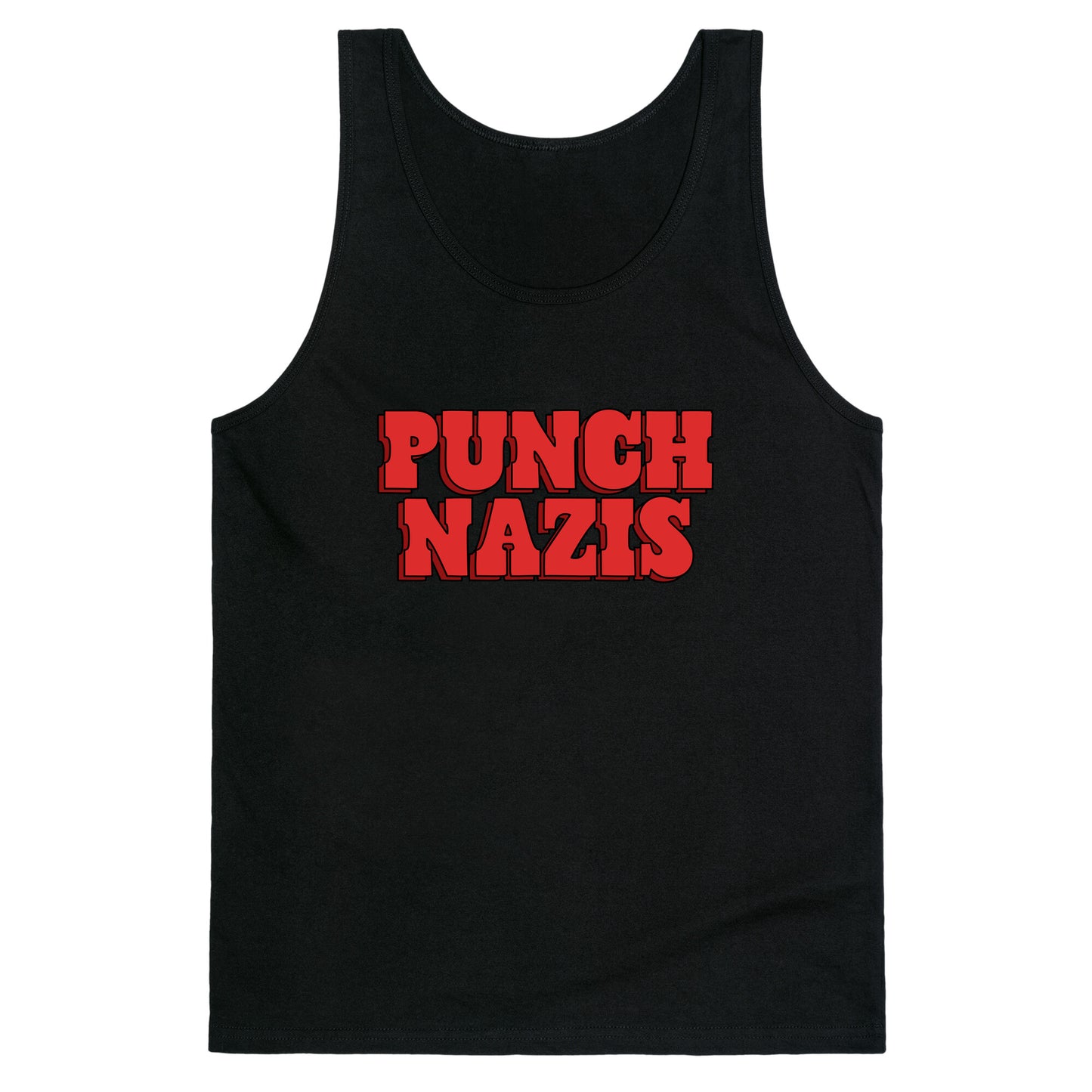 Punch Nazis Red Text Tank Top