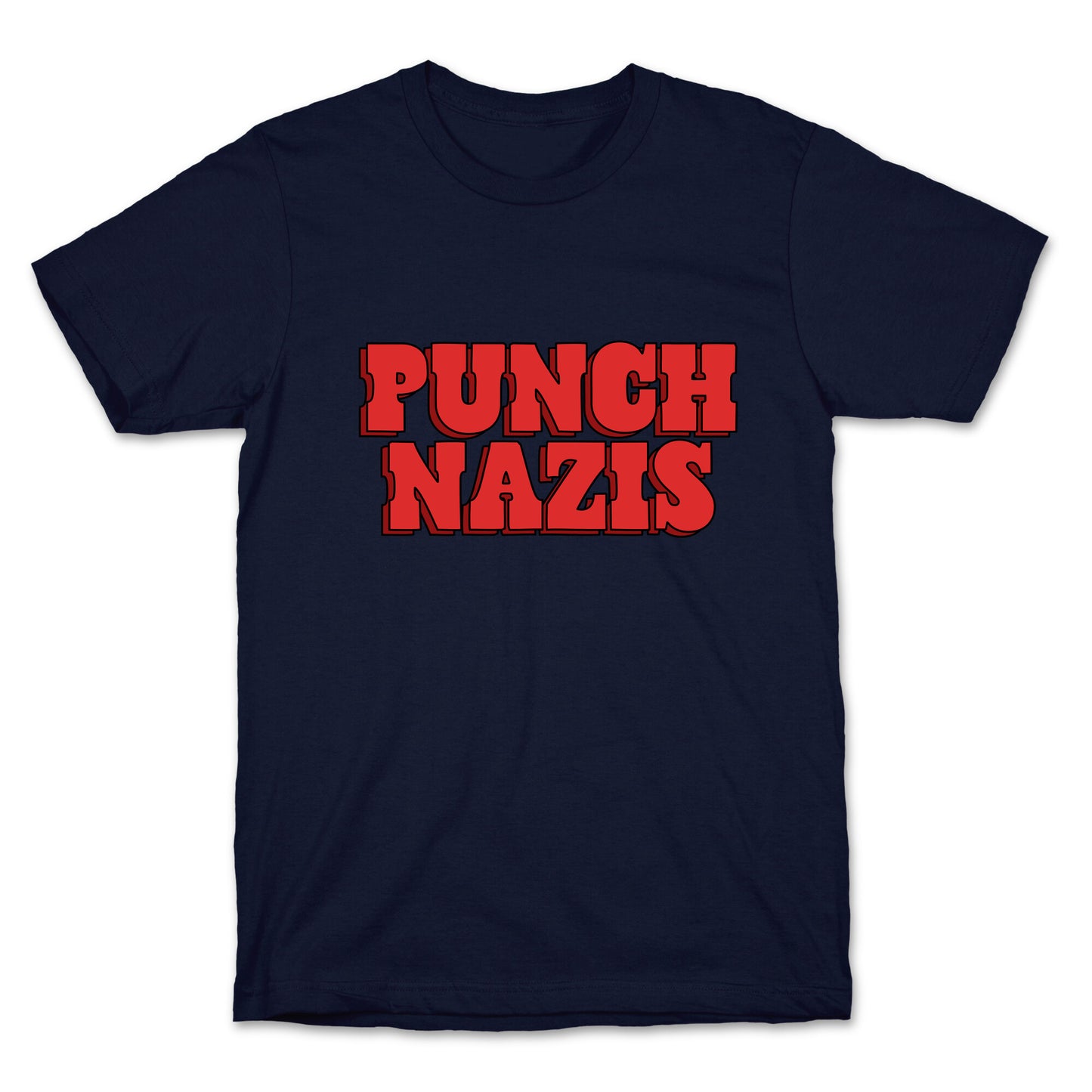 Punch Nazis Red Text T-Shirt