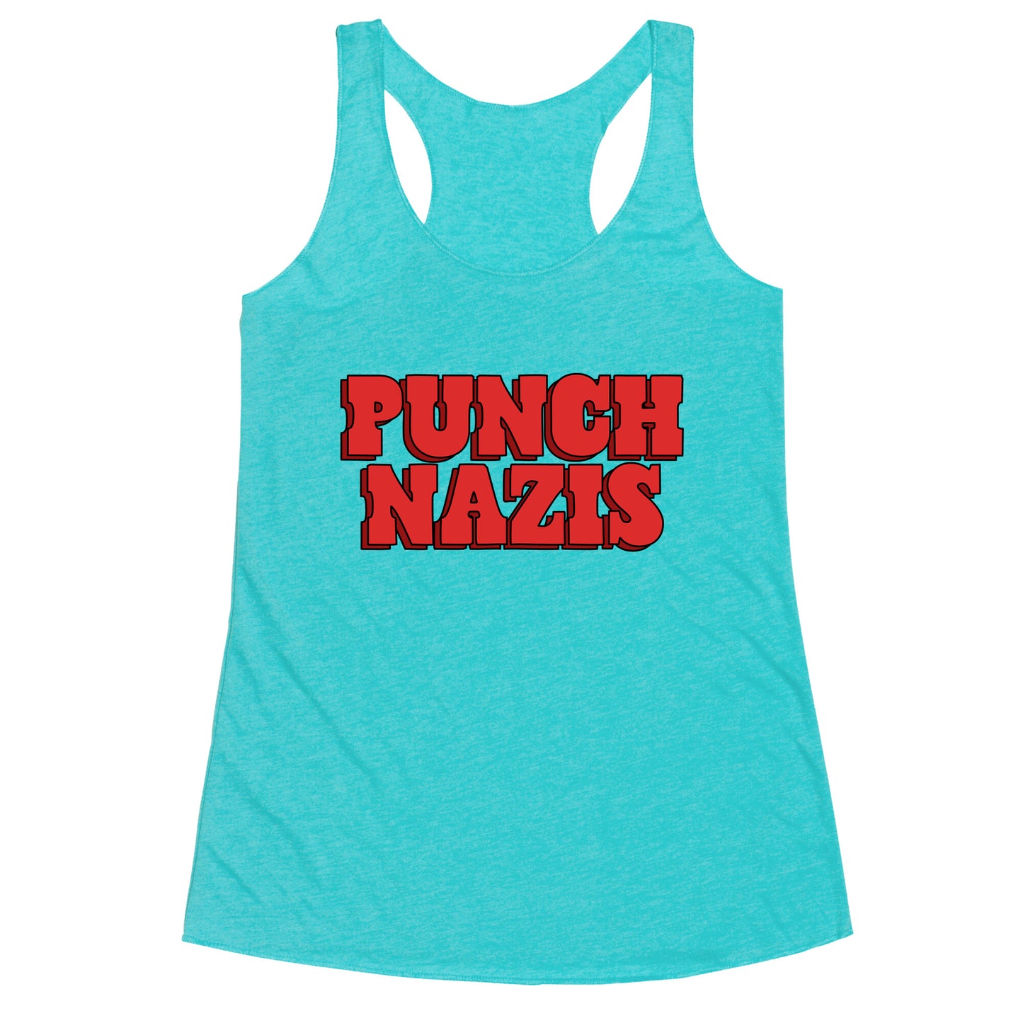 Punch Nazis Red Text Racerback Tank