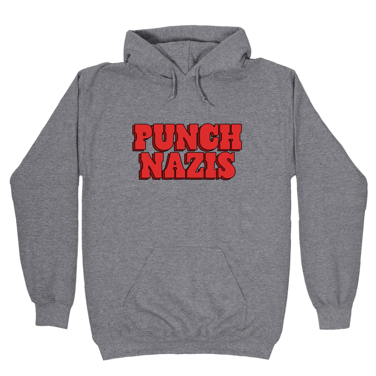Punch Nazis Red Text Hoodie