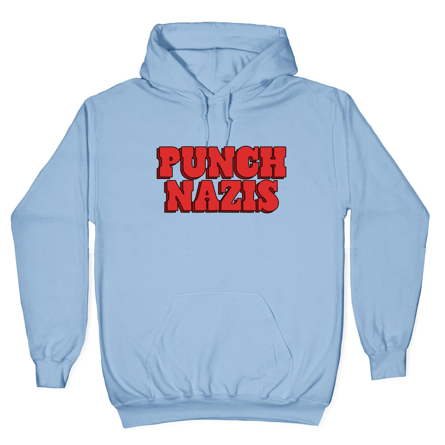Punch Nazis Red Text Hoodie