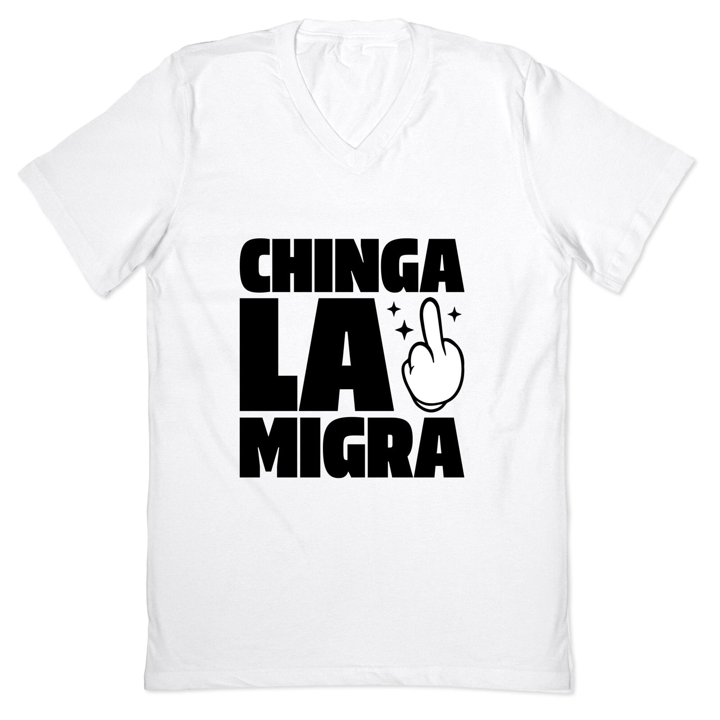 Chinga La Migra Finger V-Neck