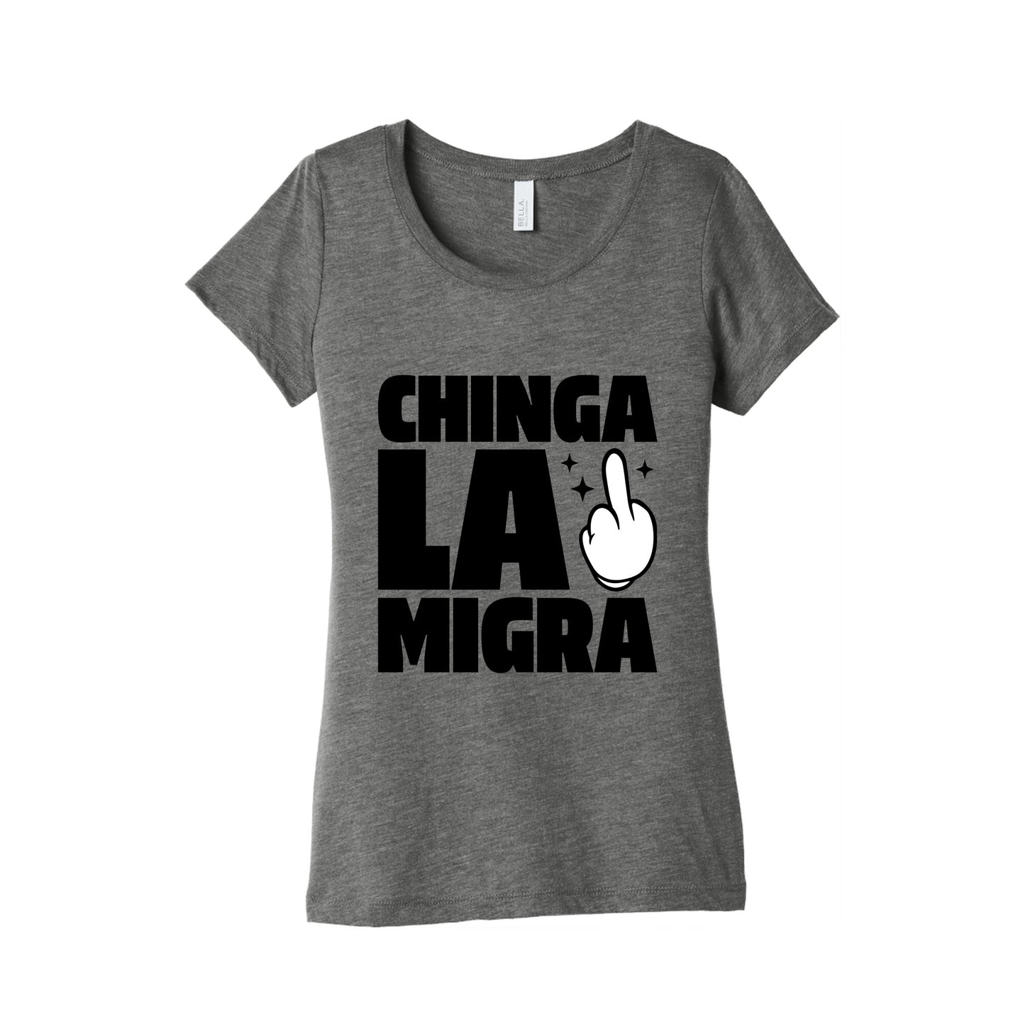 Chinga La Migra Finger Womens Triblend Tee