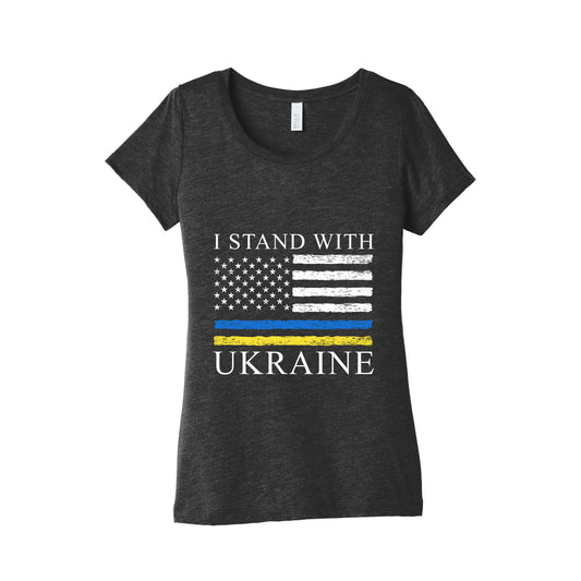 I Stand With Ukraine Flag Womens Triblend Tee