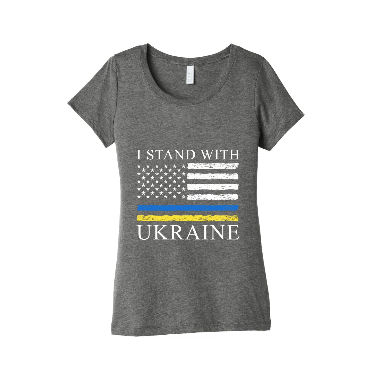 I Stand With Ukraine Flag Womens Triblend Tee