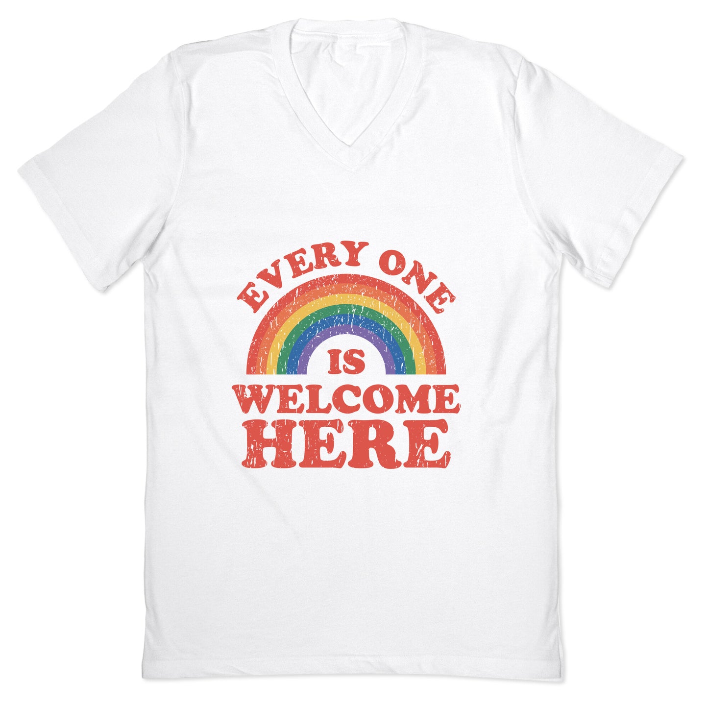 Everyone Is Welcome Here Rainbow V-Neck