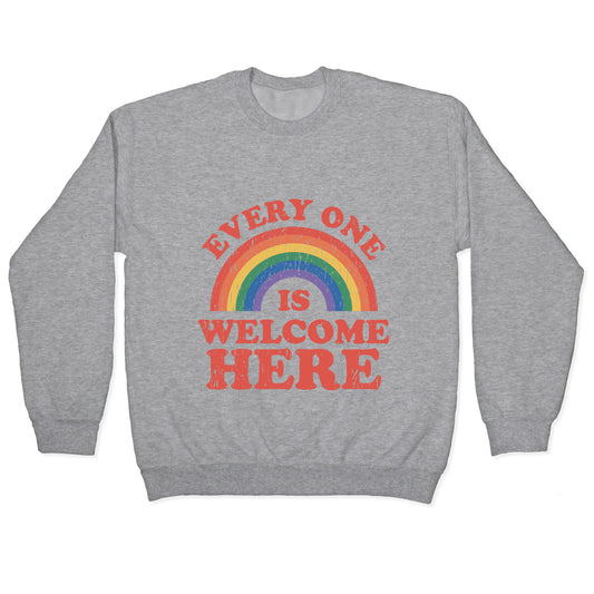 Everyone Is Welcome Here Rainbow Crewneck Sweatshirt