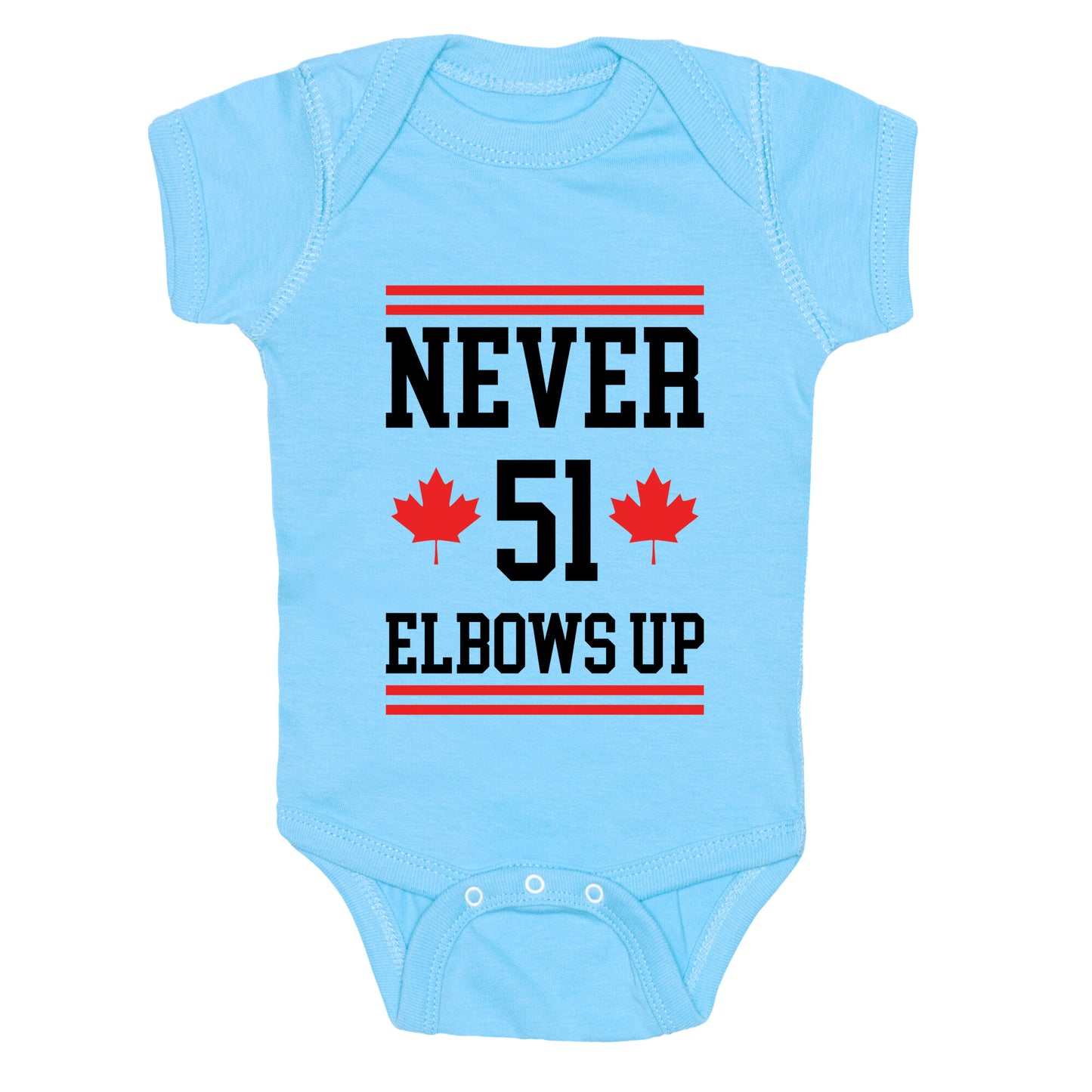 Elbows Up Never 51 Baby One-Piece