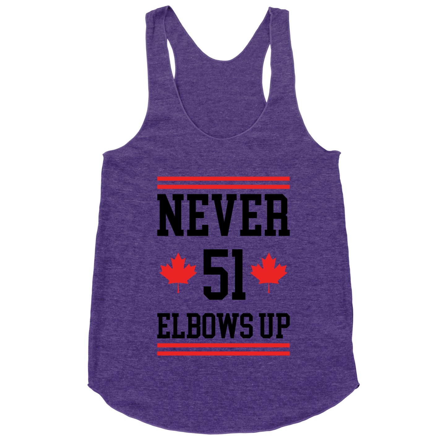 Elbows Up Never 51 Racerback Tank