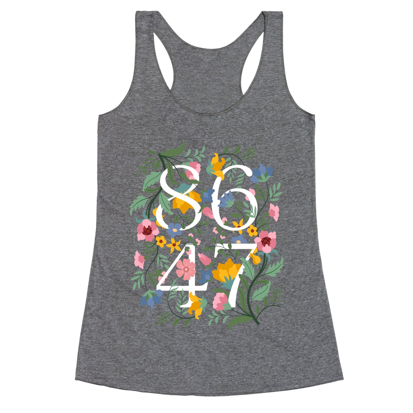 8647 Anti Trump Floral Racerback Tank