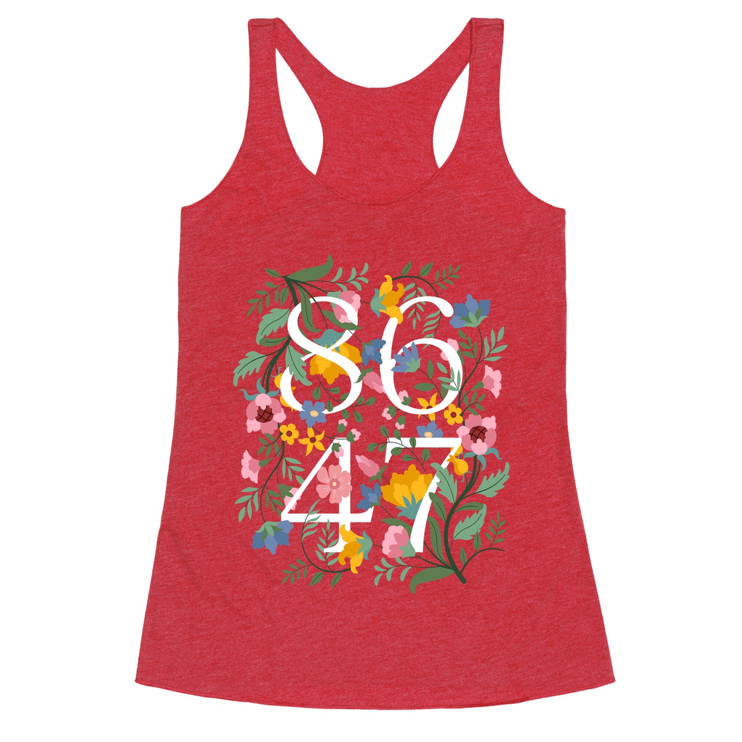 8647 Anti Trump Floral Racerback Tank