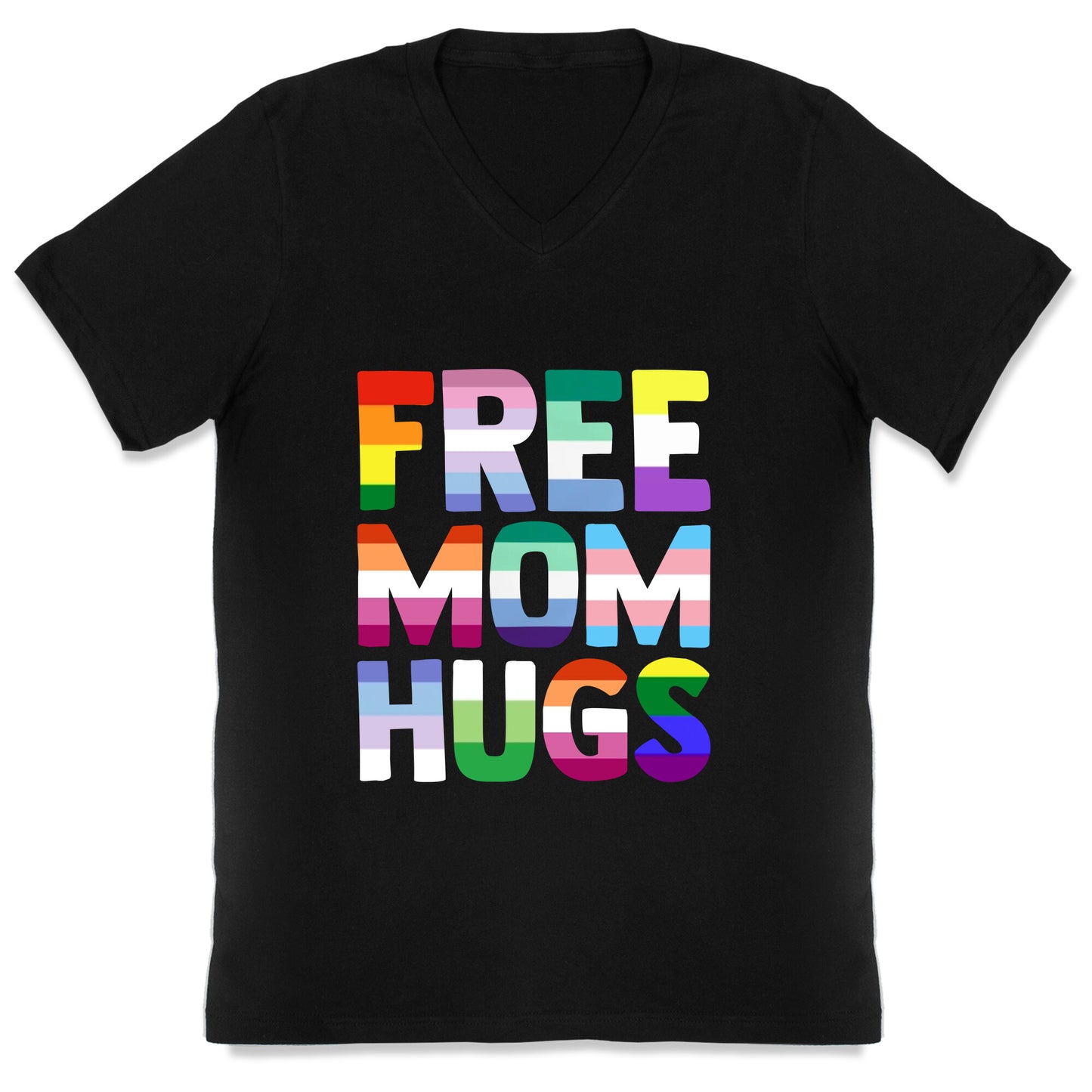 Free Mom Hugs Rainbow V-Neck